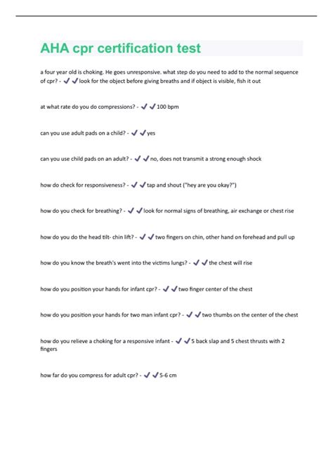 AHA cpr certification test Updated 2024/2025 Actual Questions and