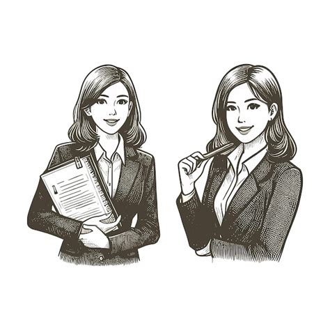 Premium Vector Vector Business Woman Drawing