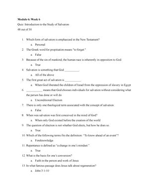 Quiz Introduction To The Study Of The Church Theo Module