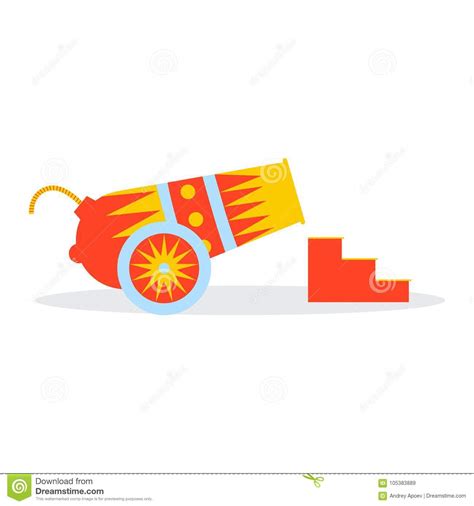 Multicolored Circus Cannon on the Wheels Ladder Stock Vector ...