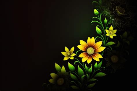 Premium Photo | Yellow flowers on a black background