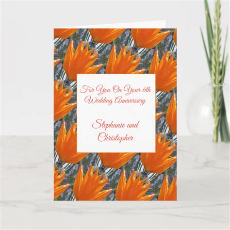 Floral Design Personalised 6th Wedding Anniversary Card Zazzle