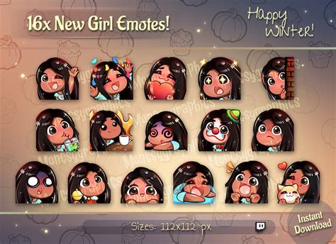 Twitch Emotes / Cute Black Hair Dark Brown Eyes Tanned Skin - Etsy