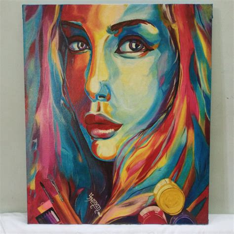 Colour Full Woman Face Abstract Canvas Painting