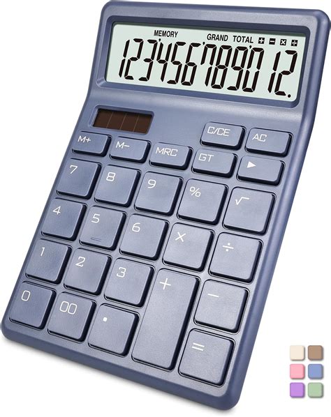 EooCoo Calculatrice de bureau 12 chiffres avec grand écran LCD solaire