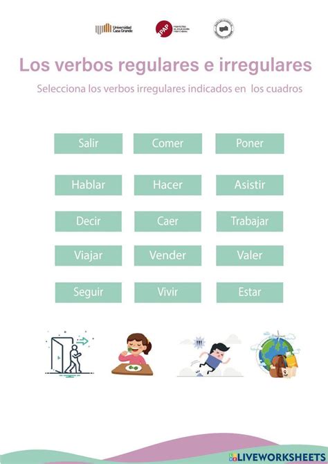 Verbos Regulares E Irregulares Free Online Worksheet Live Worksheets