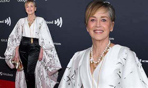 Sharon Stone 66 Stuns In A Billowing White Blouse At The 2024 Glaad