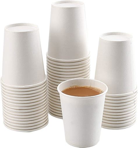 Paper Cups 50 Pack 8 Oz Paper Cups White Paper Coffee Cups 8 Oz Disposable White