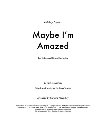 Maybe Im Amazed Arr Caroline Mccaskey By Paul Mccartney Sheet Music