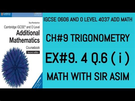 Additional Math Igcse And O Levels Ch Ex Q I