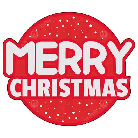 Merry Christmas Text With Red Round Banner Snow Header Vector Art ...