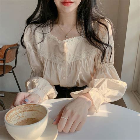 French Blouses Women Summer Vintage Lace Flare Sleeve Casual Lazada