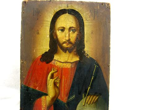 An Ancient Russian Orthodox Icon Of Jesus Christ Of The 19th Etsy