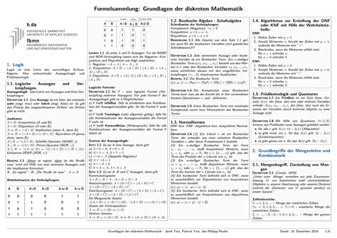 Formelsammlung Grundlagen Der Mathematik 1 Logik Logik Ist Eine