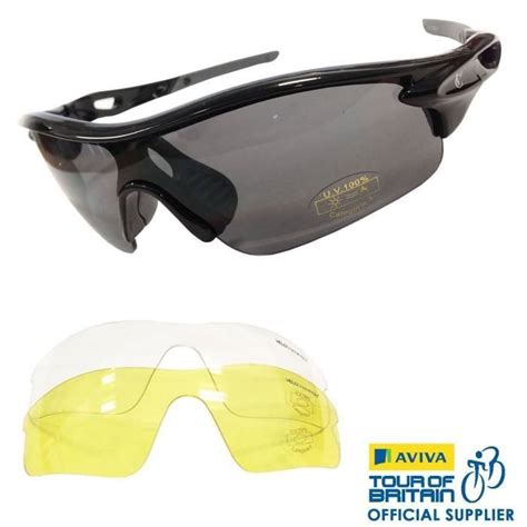 Nior Warp Cyclisme Lunettes De Soleil De Sport Protection Uv Noir