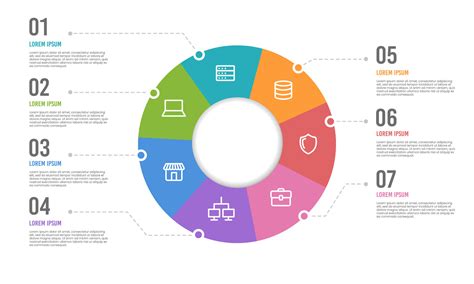 Pie chart infographic design template with 7 options for presentations advertising, layouts ...