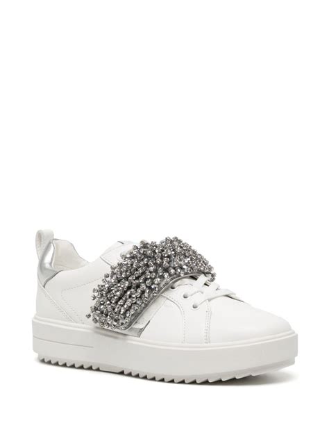 Michael Kors Emmett Crystal Embellished Leather Sneakers Farfetch