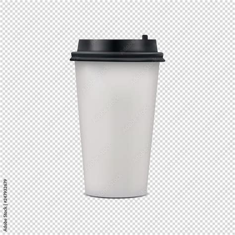 Realistic Blank Coffee Paper Cup With Lid Vector Illustration