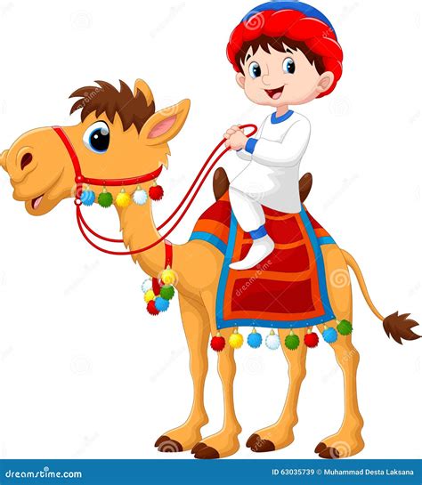 Cartoon Arab Boy Riding Camel Vector Illustration 45759100