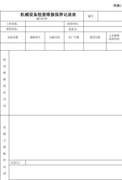 机械设备检查维修保养记录表aq C9 15word文档在线阅读与下载无忧文档