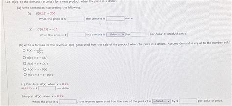 Solved Let Dx ﻿be The Demand In Units ﻿for A New Product