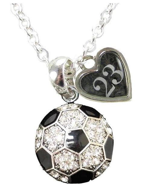 Custom Soccer Ball Crystal Silver Necklace Jewelry Jersey Numbers