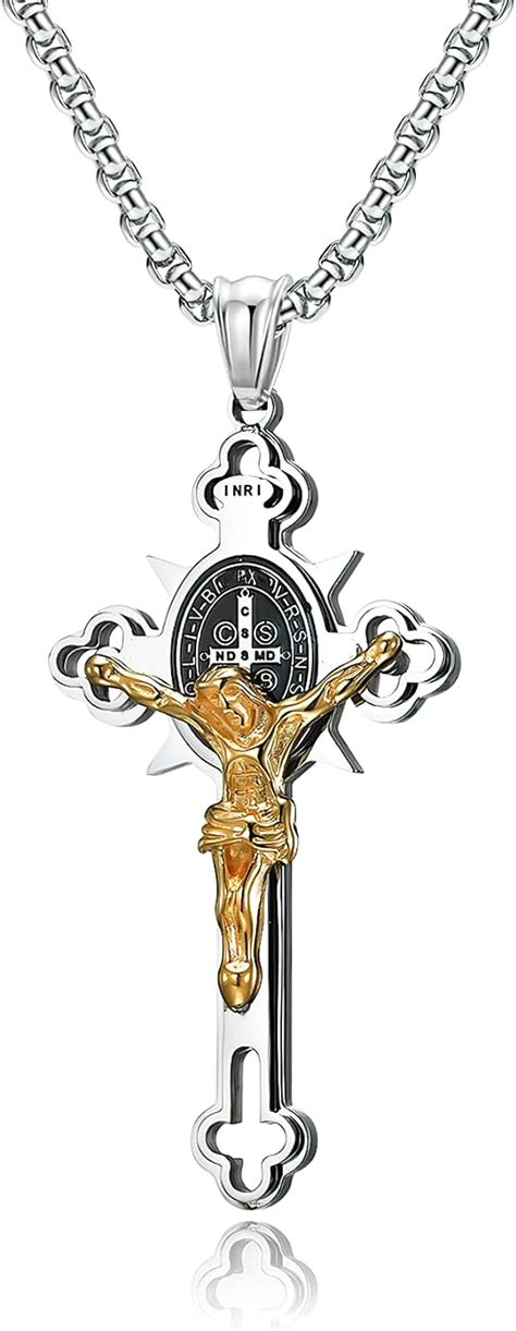 Mertturm Kreuz Kette Herren Silber Gold Schmuck Edelstahl Jesus