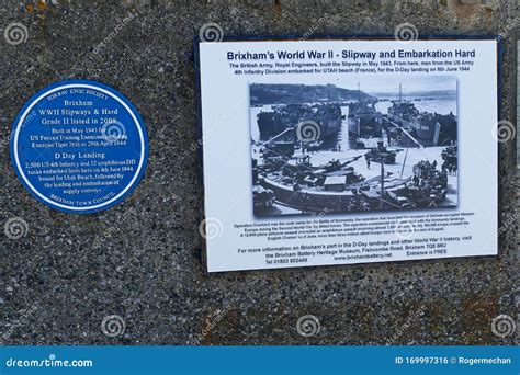 Blue Plaque on Brixham Pier Devon England. Operation Tiger 1944 ...