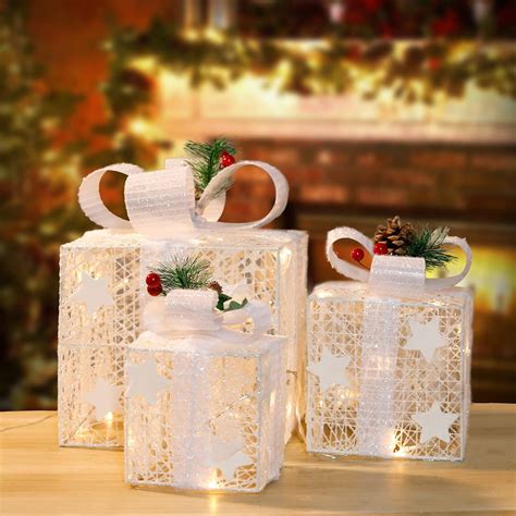 Set Of Christmas Lighted Gift Boxes Decorations Led Light Up