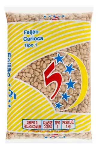 Feijão carioca cores 5 Estrelas em pacote sem glúten 1 kg MercadoLivre