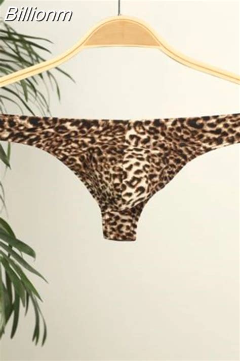 Billionm Sexy Leopard G String Men Underwear Bulge Pouch G String Shorts Underpants Bikini