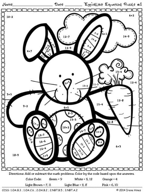 Egg Cellent Equations Math Easter And Spring Printables Color By The