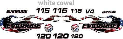 Evinrude V4 Cross Flow USA Flag Flame Outboard Decal Set Kit E Man Ink