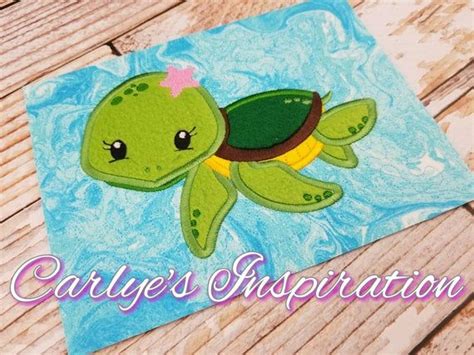 Girl Turtle Applique Embroidery Design 5x7 Design Embroidery Applique