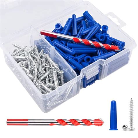 Buy Concrete Anchors And Screws Kit 100Pcs Masonry Anchors And 100Pcs