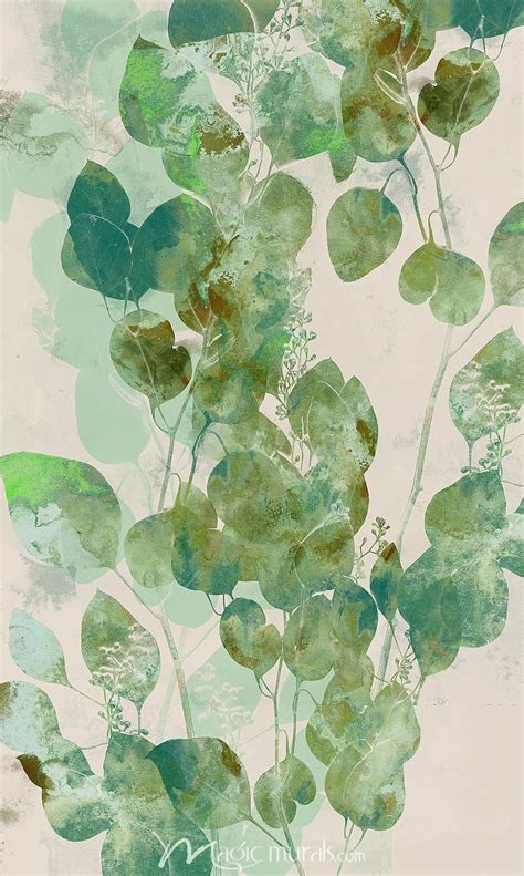 Watercolor Eucalyptus I Wallpaper Mural By Magic Murals