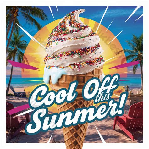 Summer Delicious Cone Ice Cream Social Media Post Or Banner PSD Free