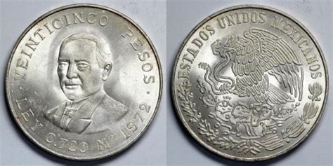 1972 Mo Mexico 25 Peso President Benito Juarez Bu Silver North