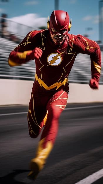 Premium Ai Image The Flash Running The Flash Dc Comics Superhero