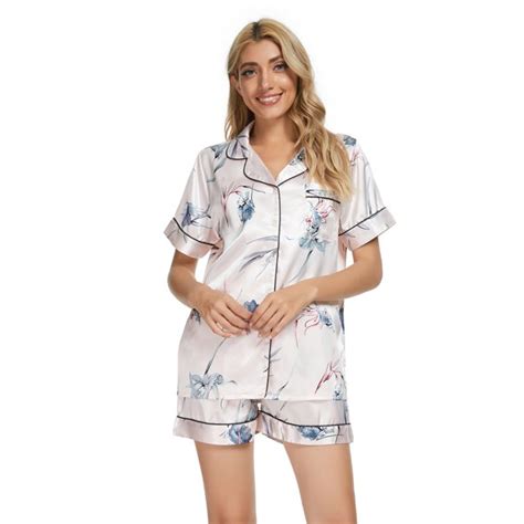 Mintlimit Women Stain Pajamas Set Button Down Ladies Pajama Pjs Floral