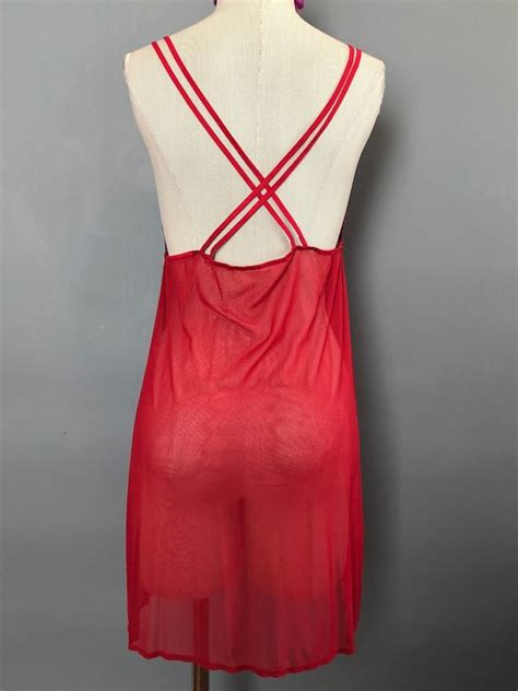 Vintage S Babydoll Lingerie Sheer Red Babydoll D Gem