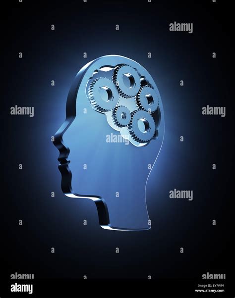 Cogs Inside A Human Head Outline Memory And Cognitive Functions