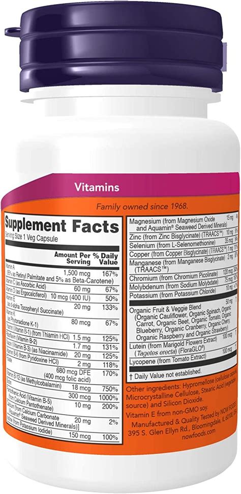 Now Foods Daily Vits Multi Vitamin Mineral 30 Veg Capsules Boost