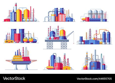 Oil Industry Constructions Set Petrochemical Vector Image