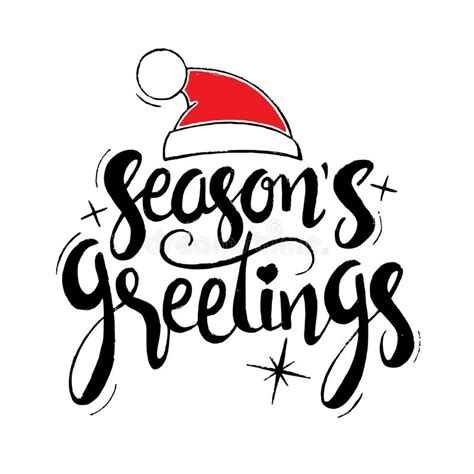 Seasons Greetings Hand Drawn Lettering Stock Vector Illustration Of