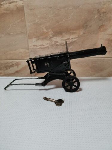 USSR Vintage Soviet Maxim Machine Gun Military Tin Toy WindUp Automatic