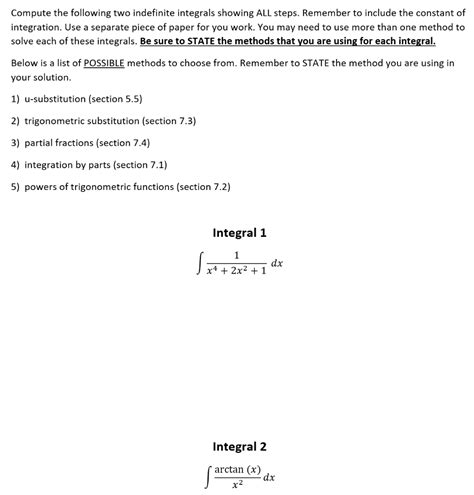 Solved Compute The Following Two Indefinite Integrals Chegg