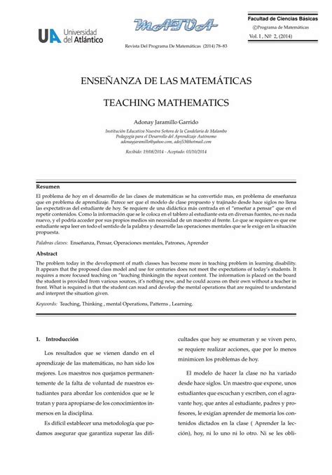 Pdf Ensenanza De Las Matem Aticas Teaching Mathematics Dokumen Tips