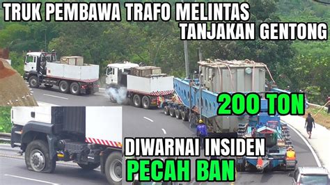 Terjadi Insiden Ban Meledak Momen Sangat Luar Biasa 4 Truk Tarik