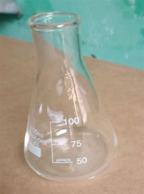 Borosilicate Glass Cylindrical 100ml Conical Flask For Laboratory